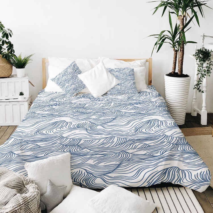 Original therapy blanket - cotton cover waves in blue