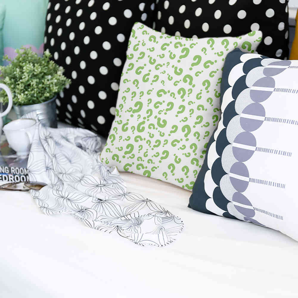 Health Pillow Green Question Marks
