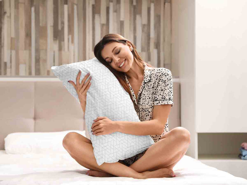 Health Pillow White with Delicate Geo Pattern