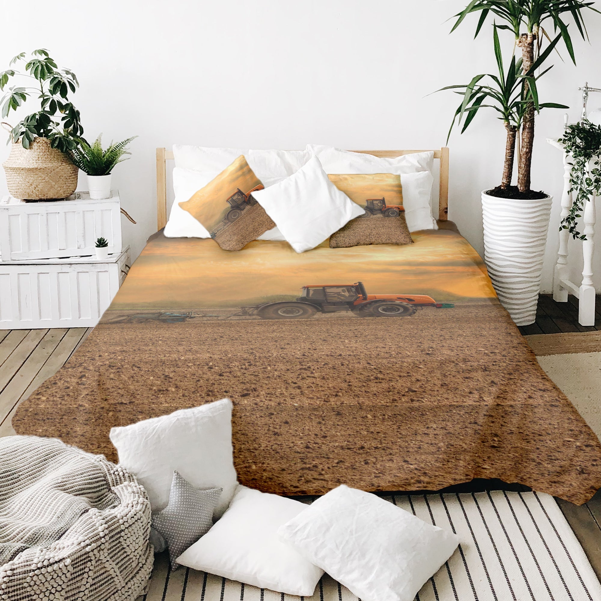 Therapy blankets bedding set tractor with trailer