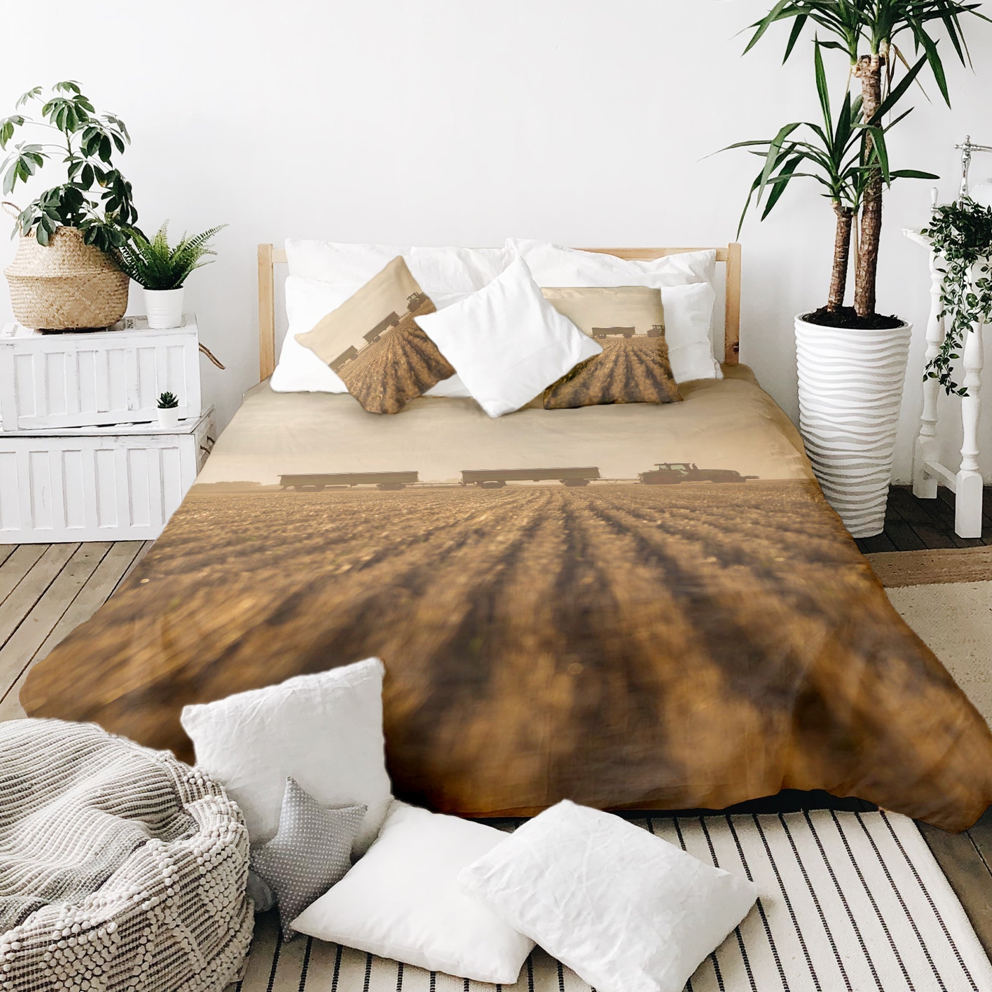 Therapy blankets bedding set brown field