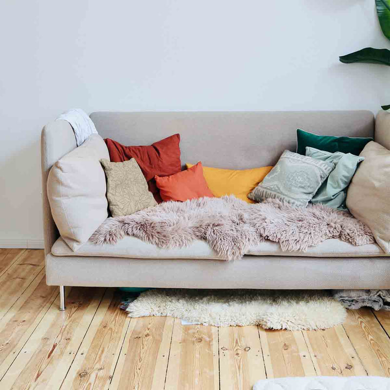 Health pillow beige with black leaf pattern