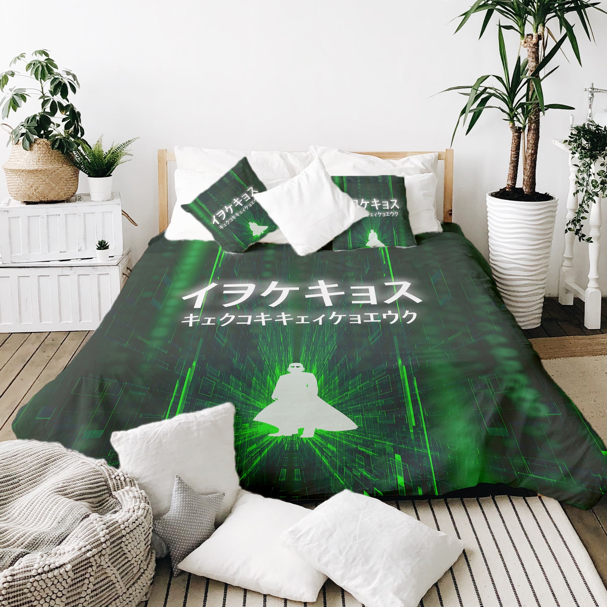 Therapy blankets bedding set in green with characters
