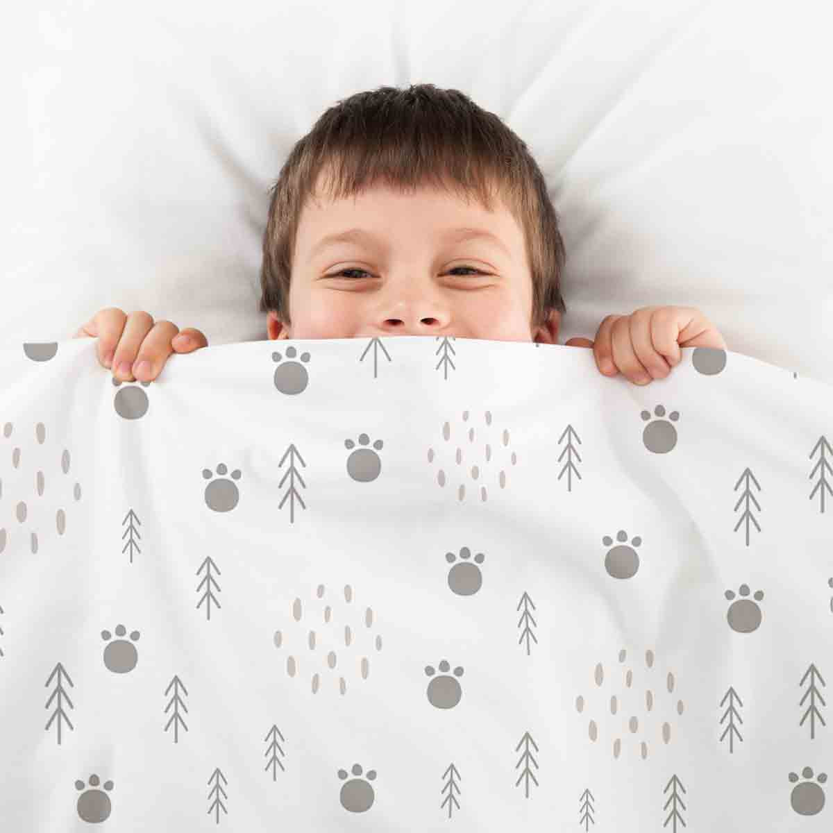 Couverture thérapeutique originale - Housse en coton Empreintes de pattes dans la forêt