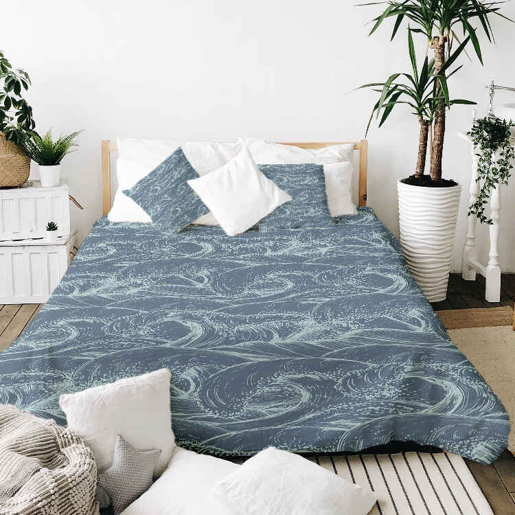 Original therapy blanket - cotton cover waves in the sea