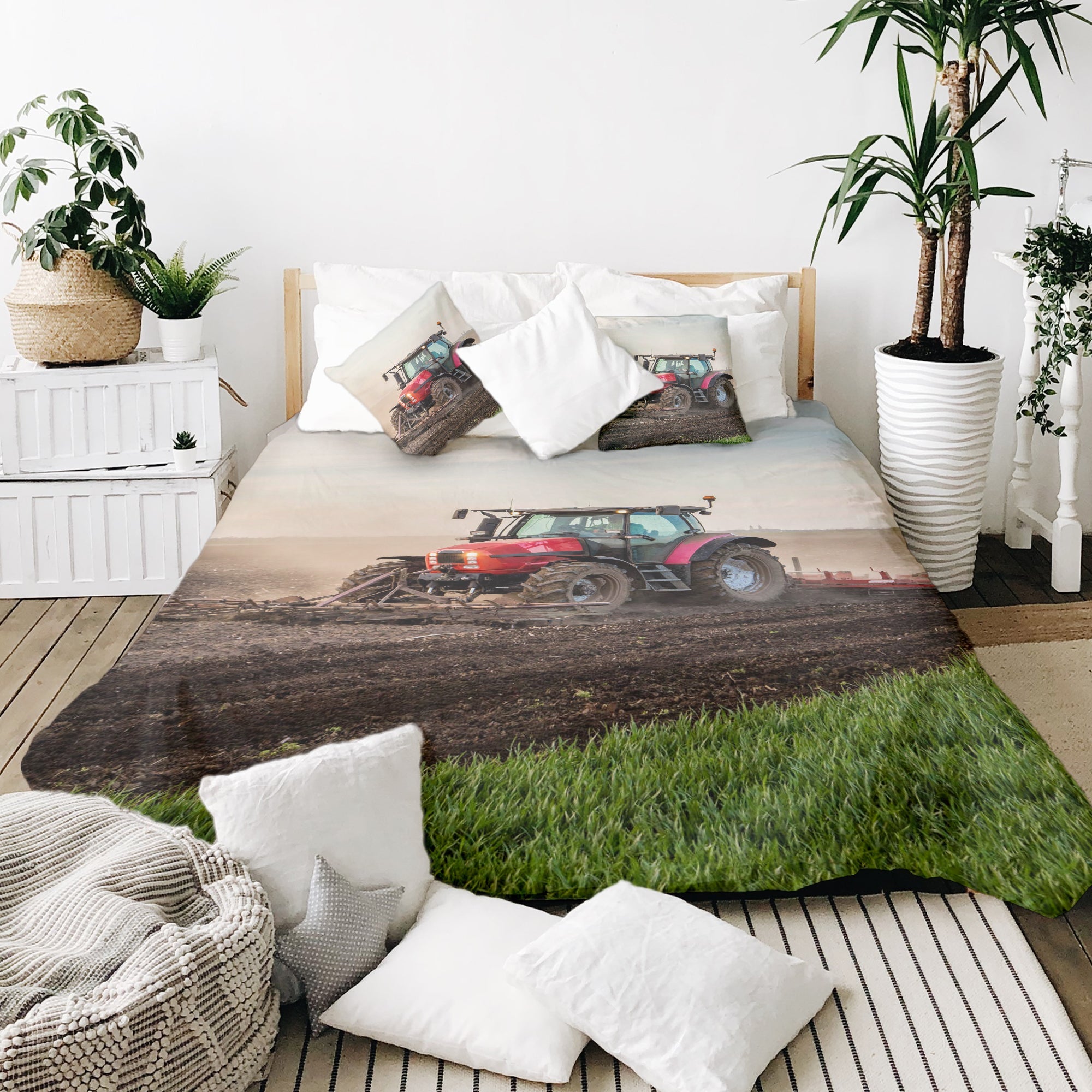 Original therapy blanket - cotton cover with large tractor