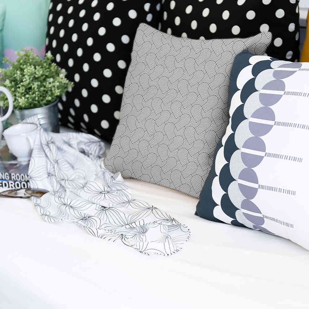 Health Pillow Gray Geometric Hearts