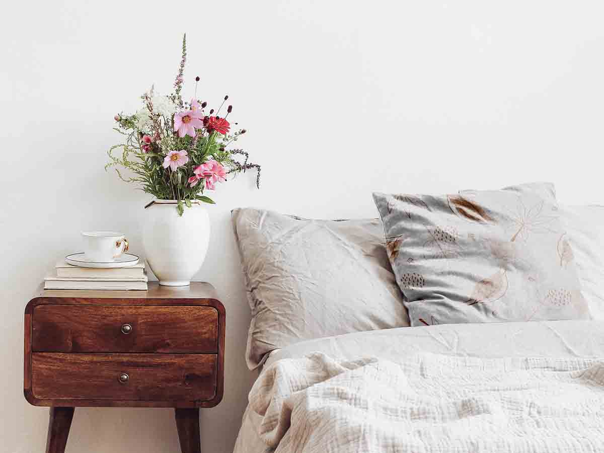 Coussin de santé rose avec feuilles