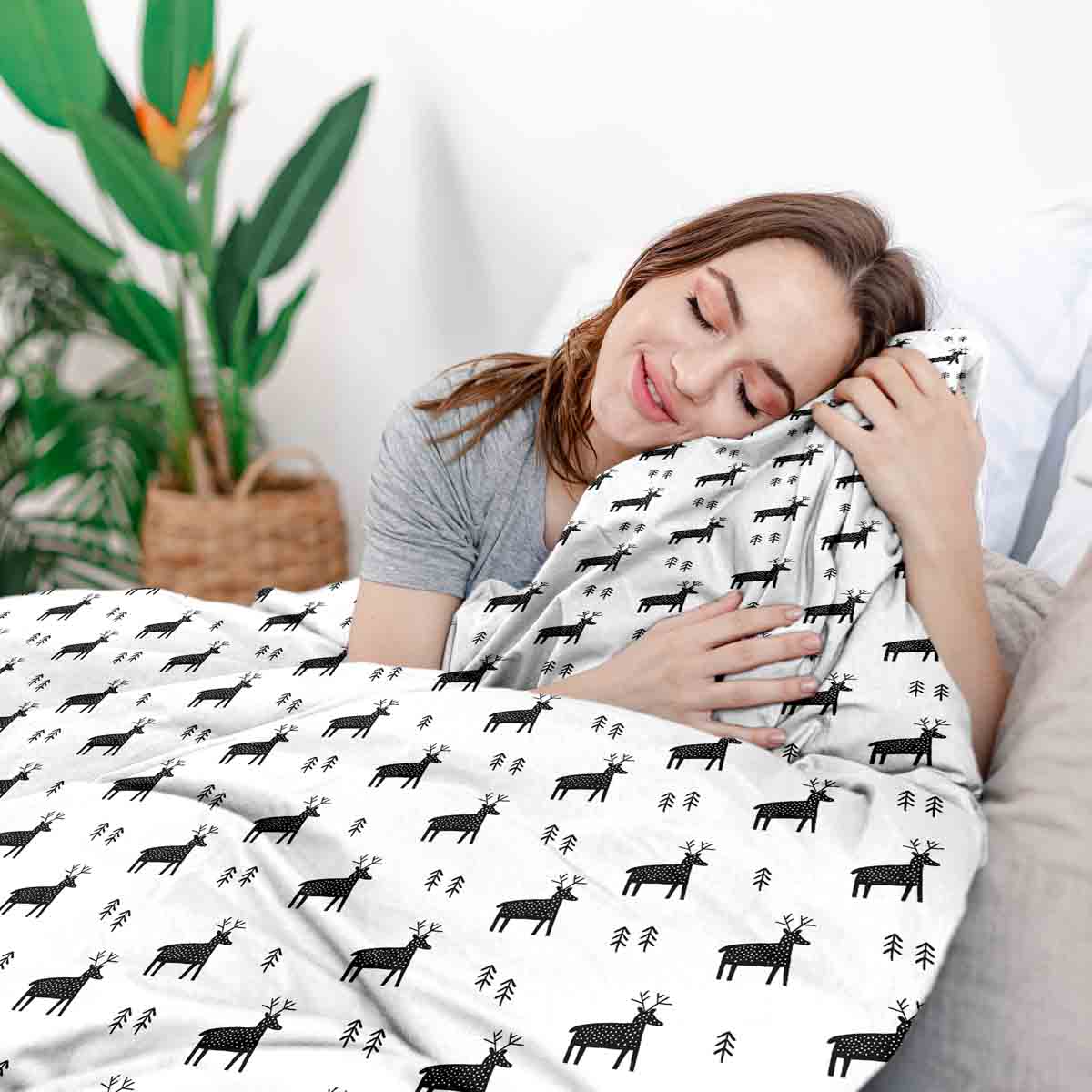 Couette de thérapie Ensemble de literie blanc avec rennes