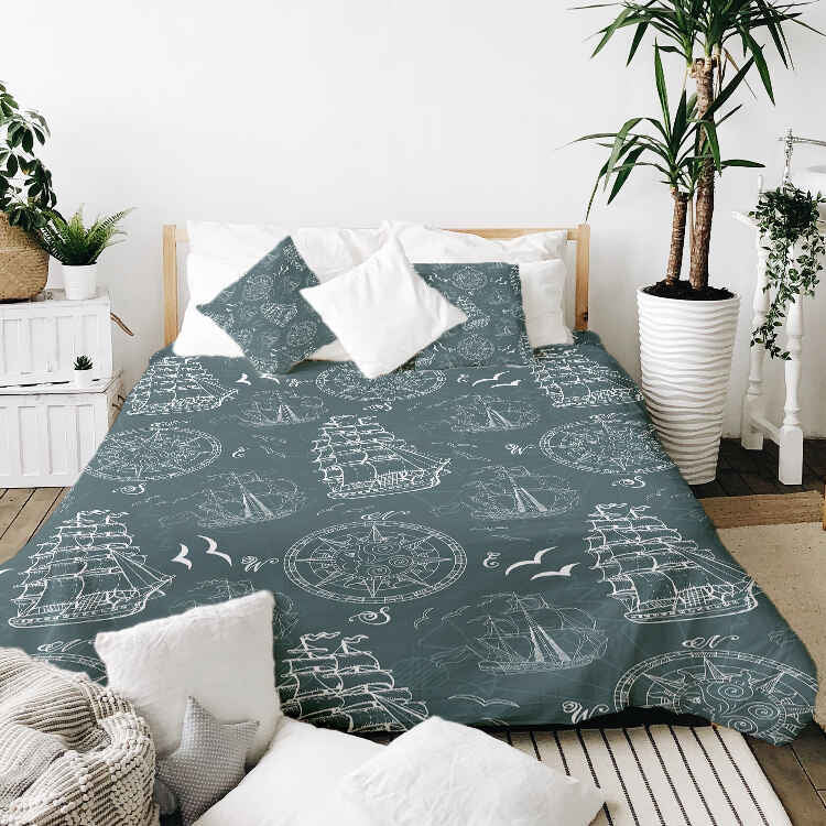Original therapy blanket - cotton cover with ships