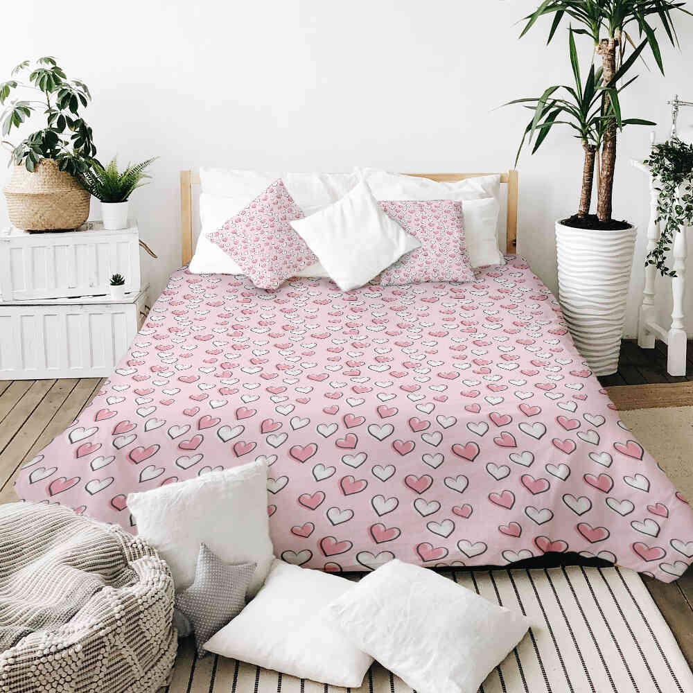 Couverture thérapeutique originale - Housse en coton avec petits cœurs mignons