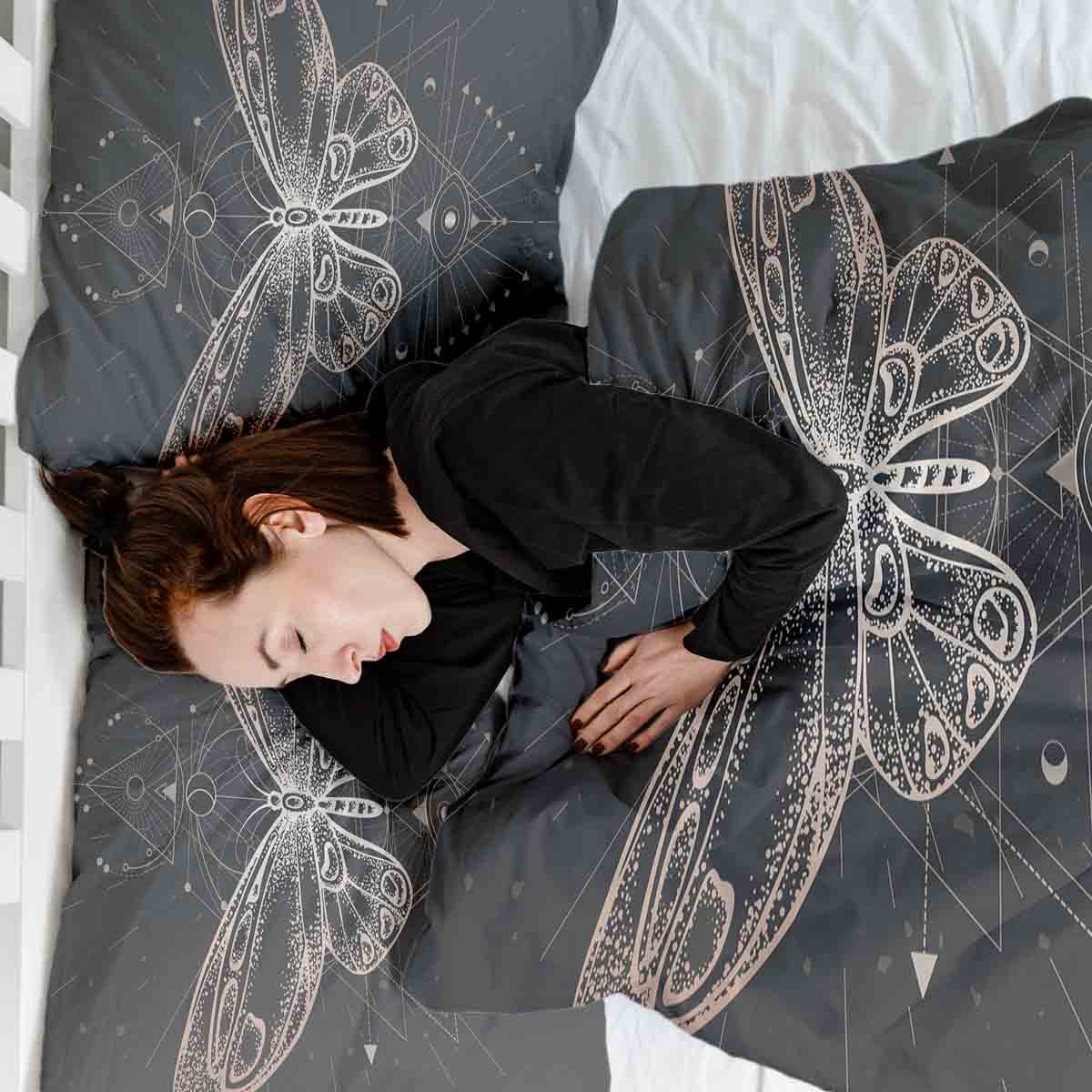 Ensemble de literie avec couverture thérapeutique noir avec papillon
