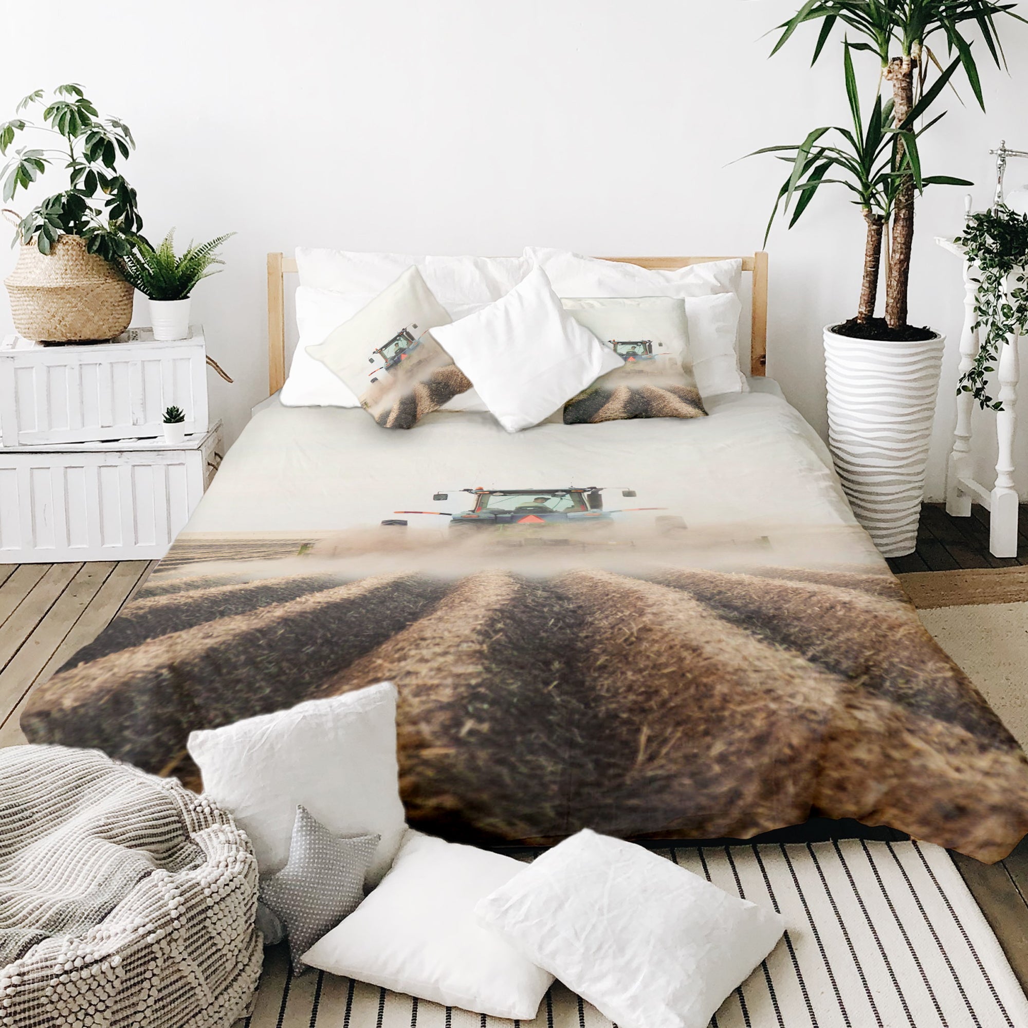 Therapy blankets bedding set tractor in action