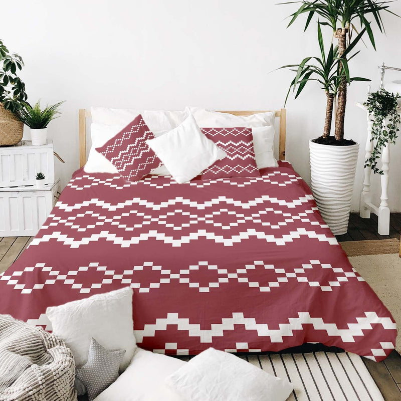 Therapy blanket and bedding set with red Christmas pattern.