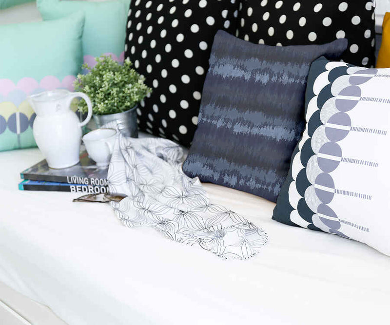 Health pillow with blue sound waves