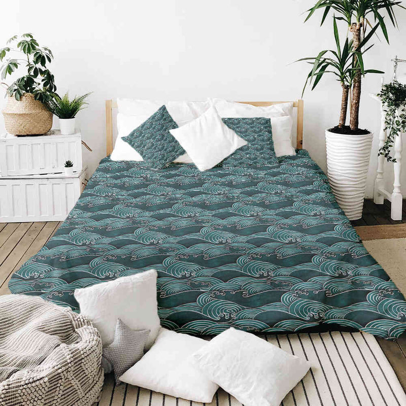 Original therapy blanket - cotton cover waves turquoise-green