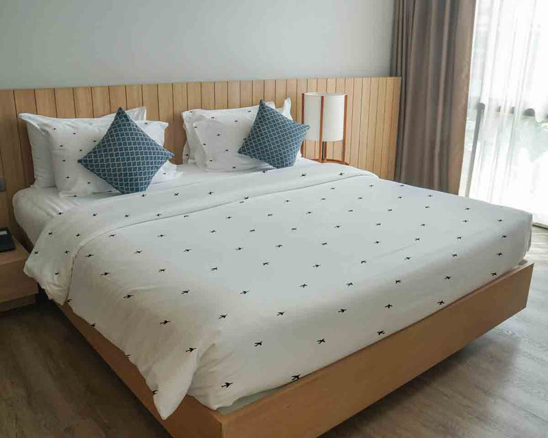 Original therapy blanket - cotton cover white airplanes