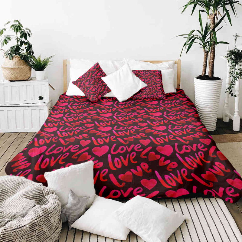 Original therapy blanket - cotton cover black with lettering Love