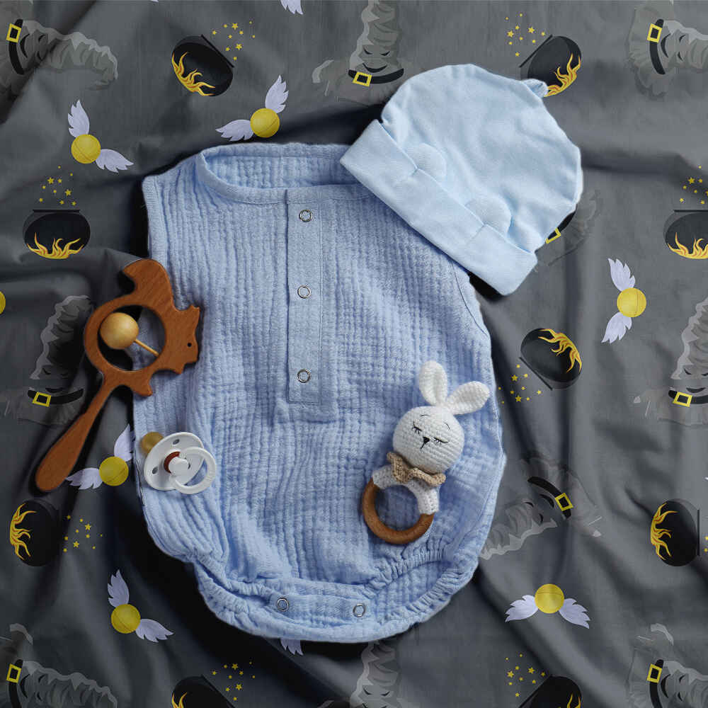Ensemble de literie couverture thérapeutique gris chapeau magique