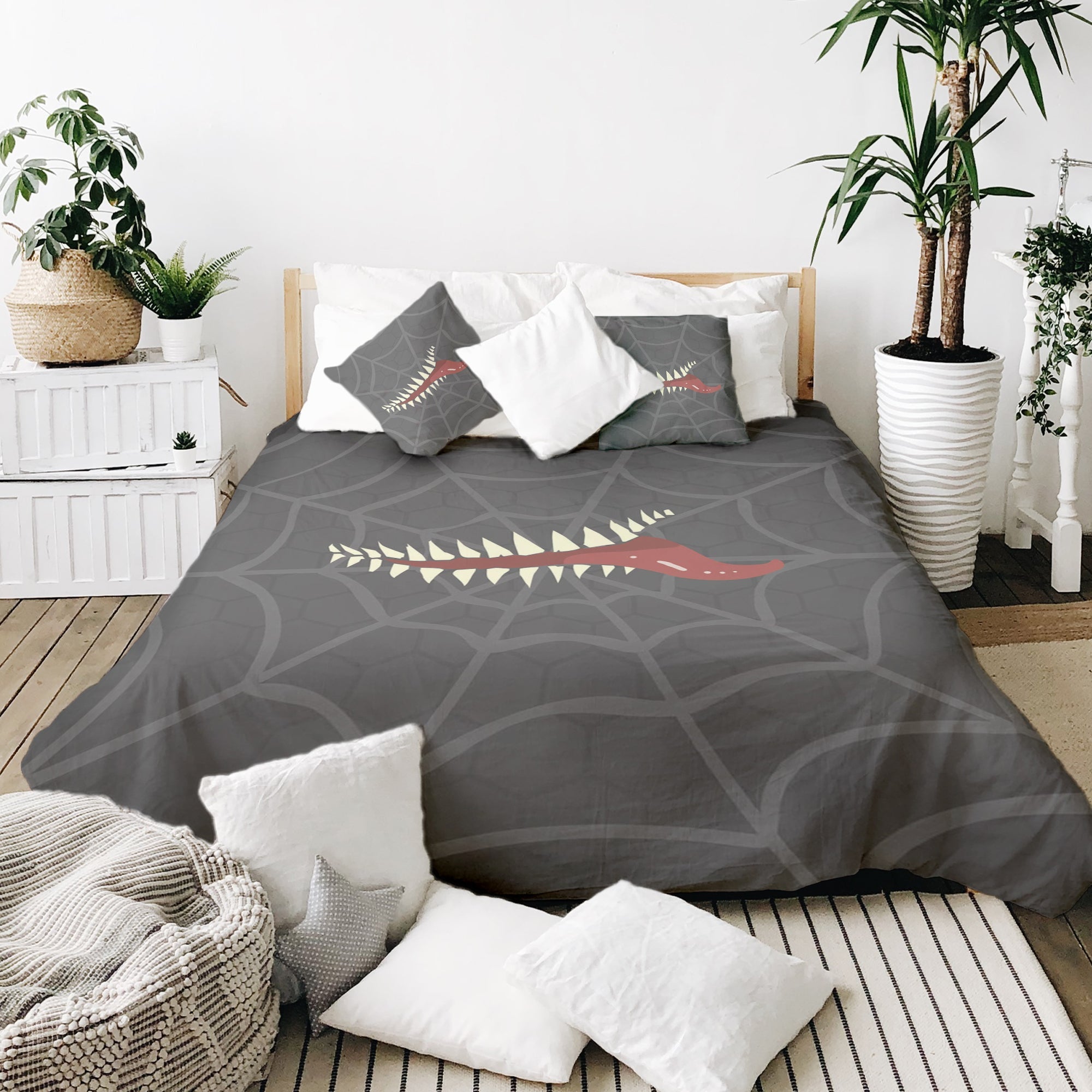Couverture thérapeutique originale - Housse en coton gris toile d'araignée