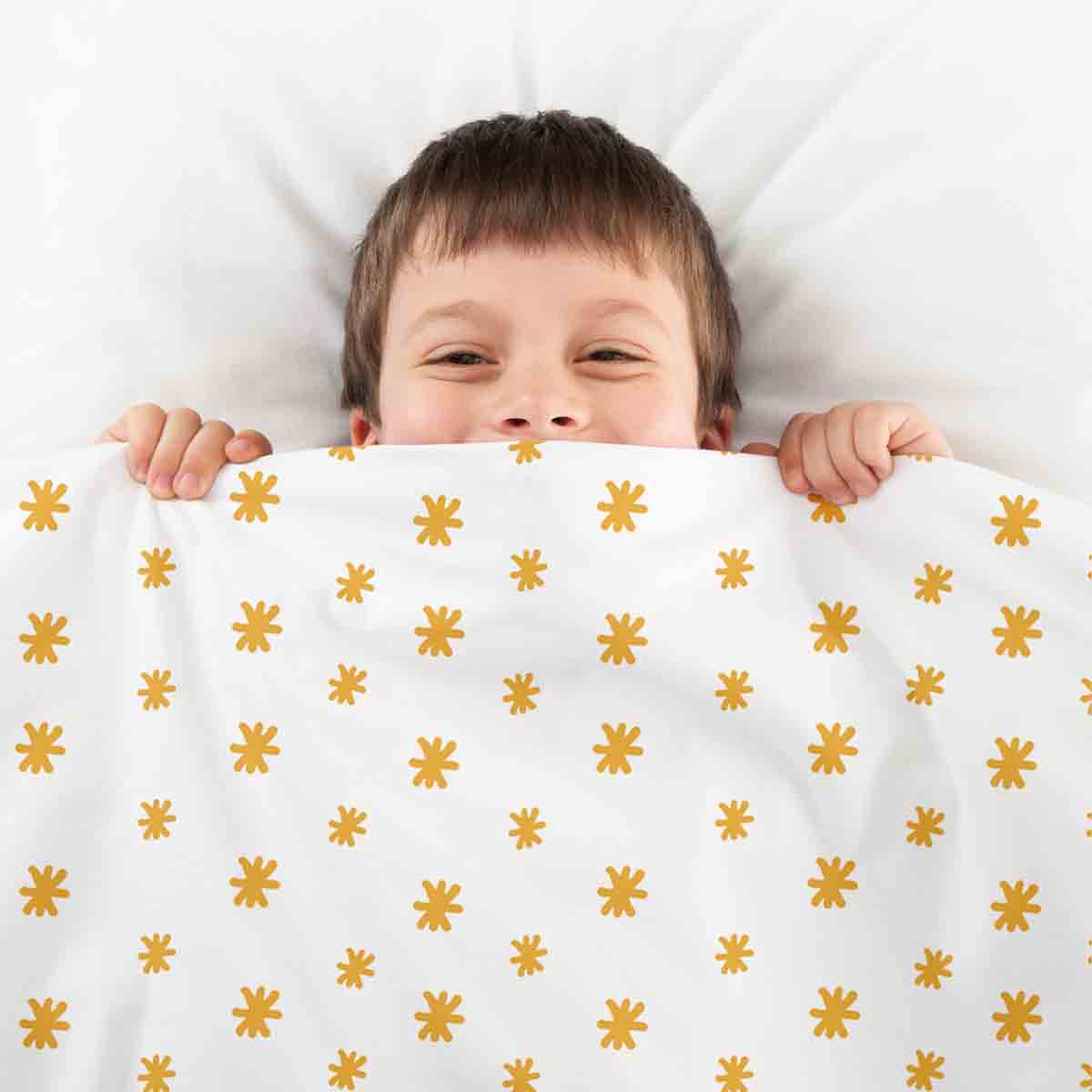 Couverture thérapeutique originale - Housse en coton fleurs jaunes