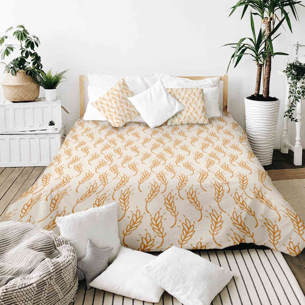 Couette thérapeutique Ensemble de literie blanc avec blé jaune