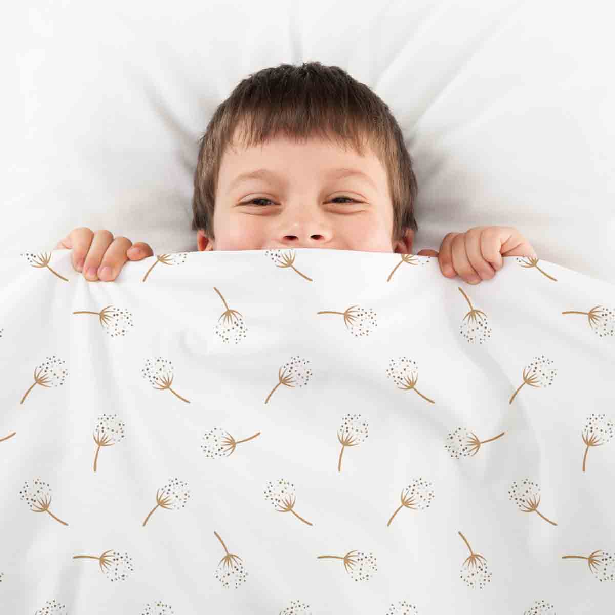 Ensemble de literie avec couverture thérapeutique blanc avec pissenlits