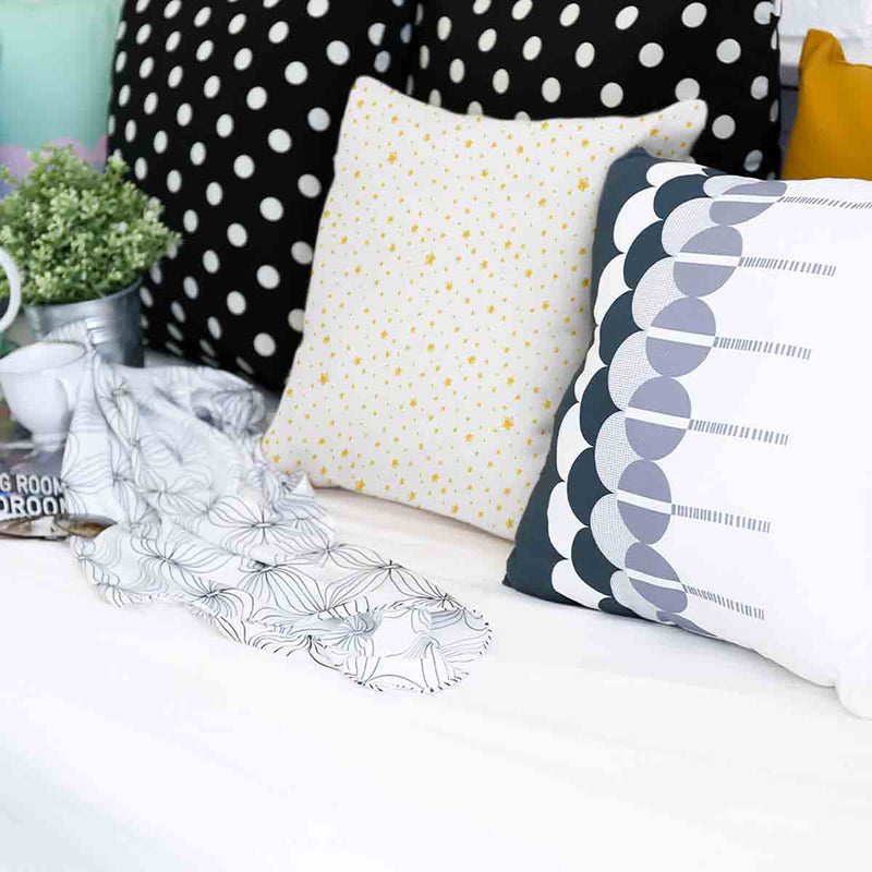 Health pillow, white with yellow stars.