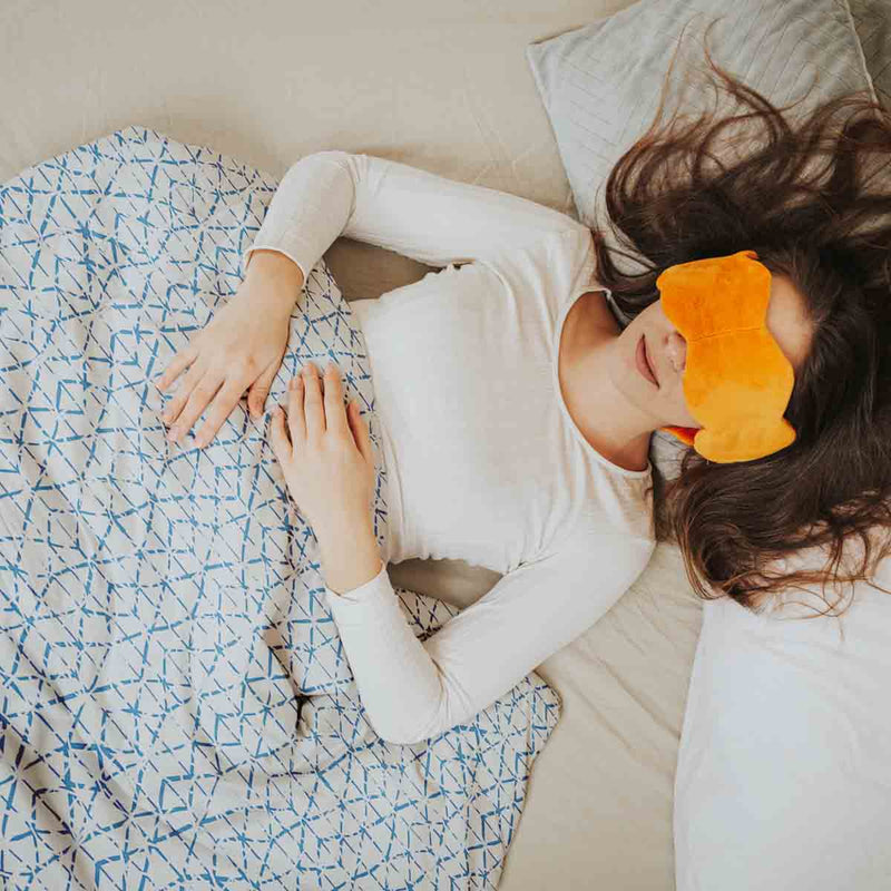 Original therapy blanket - cotton cover white with delicate blue shapes