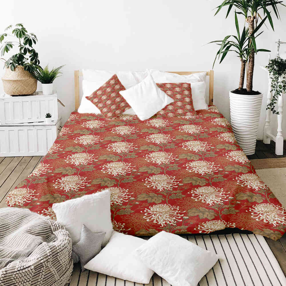 Original therapy blanket - cotton cover red large flower