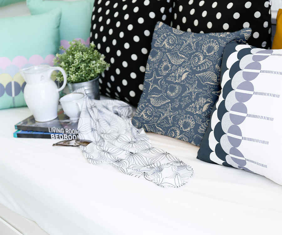 Health Pillow Blue with Shells