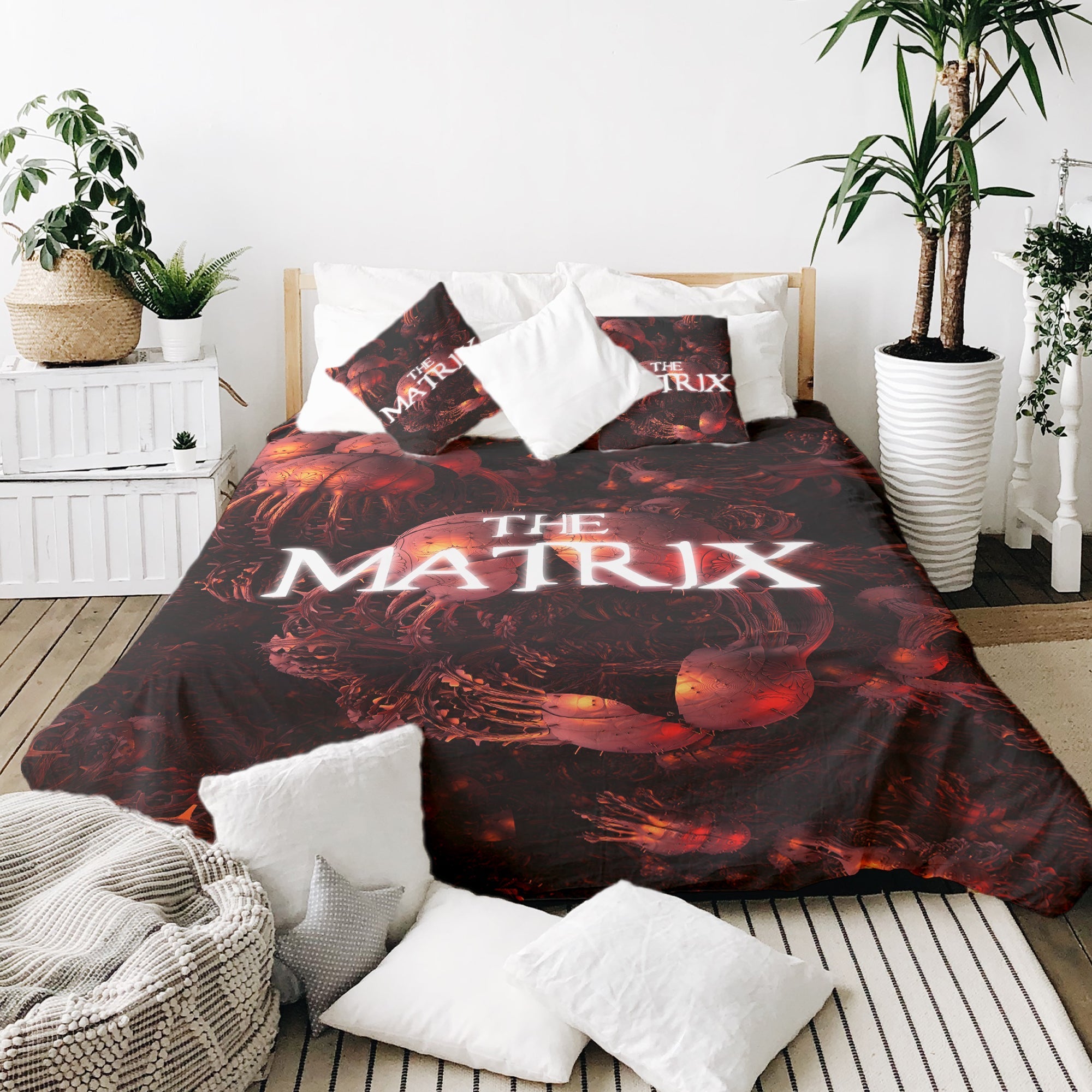 Therapy blankets bedding set red The Matrix lettering