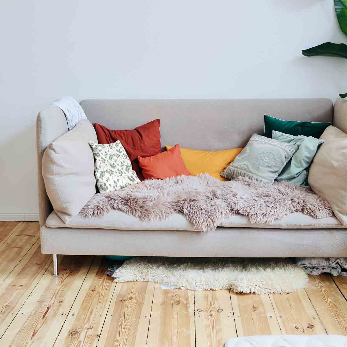 Health pillow white with eucalyptus branches