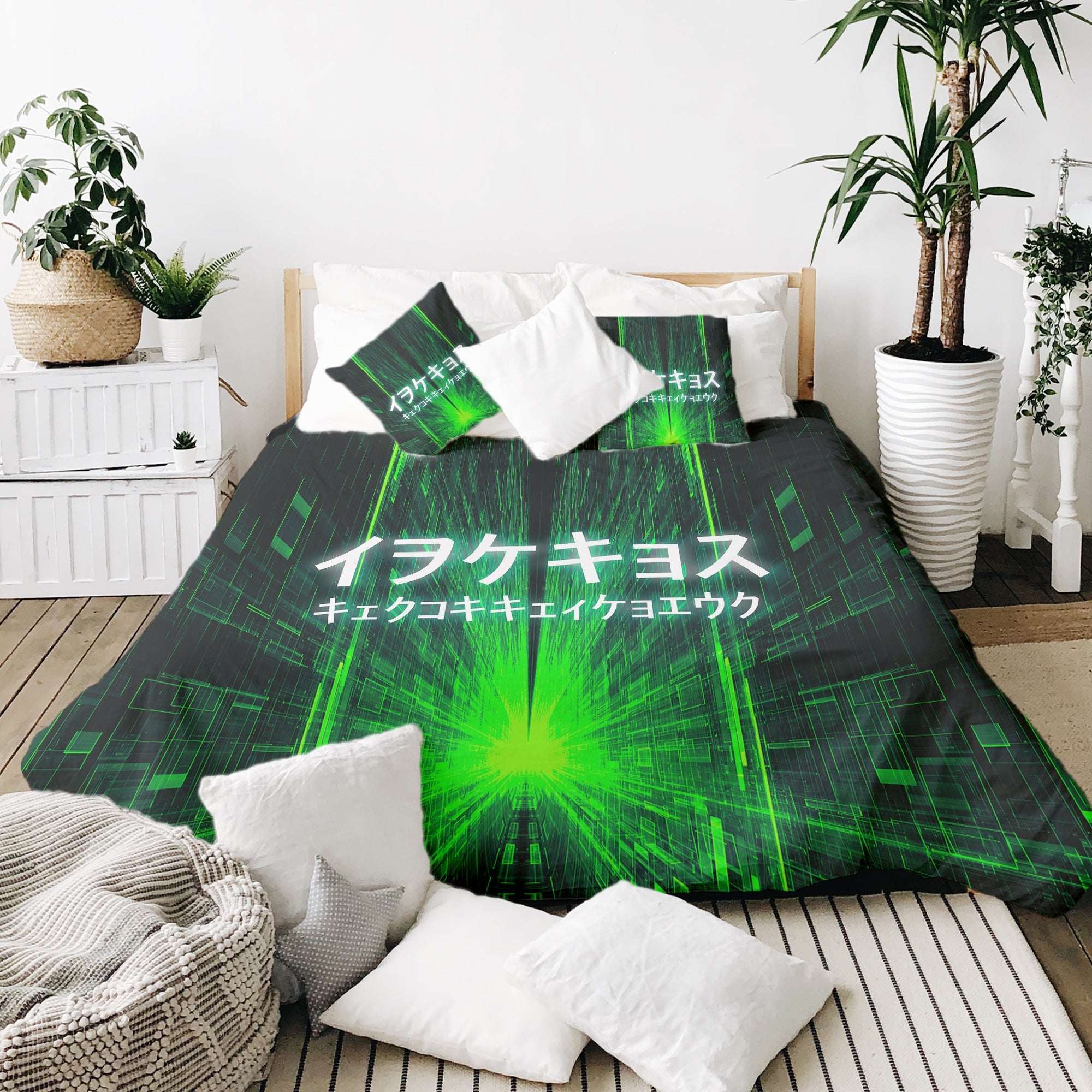 Couverture thérapeutique originale - Housse en coton verte avec inscription chinoise