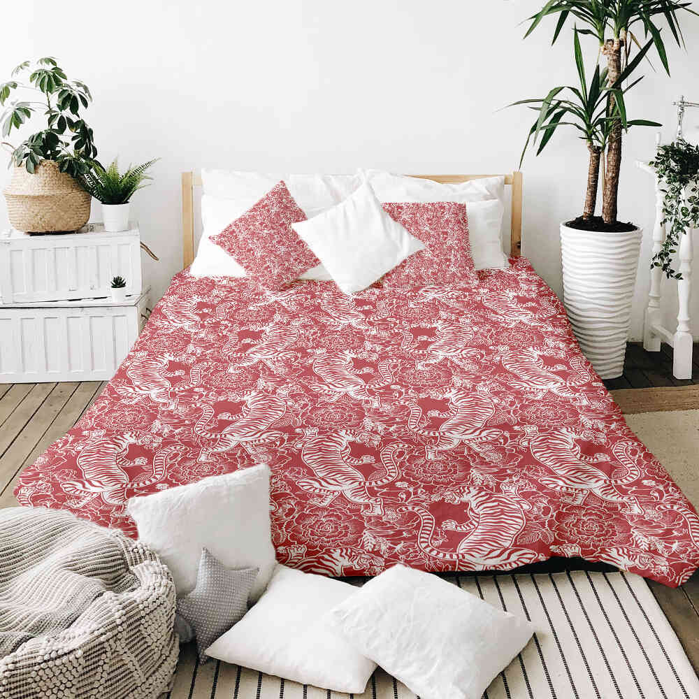 Ensemble de literie avec couverture thérapeutique tigre chinois