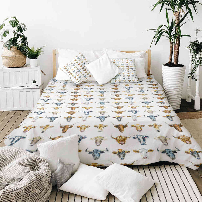 Original therapy blanket - cotton cover white with bull heads