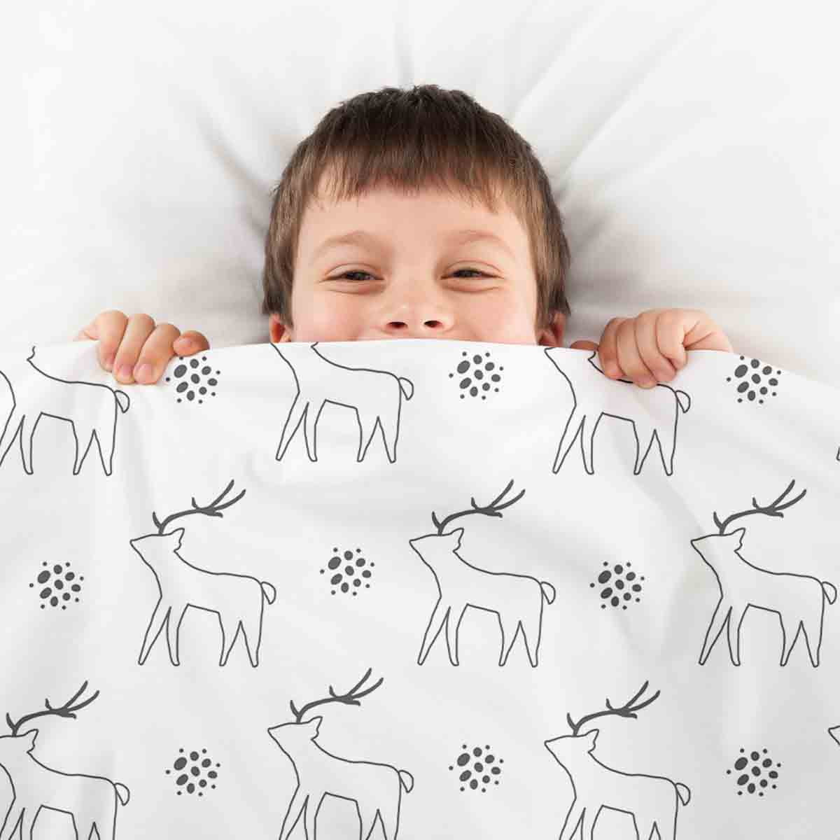 Therapy blankets bedding set white with deer