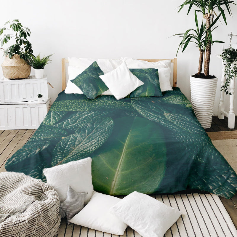 Original therapy blanket - cotton cover green leaves