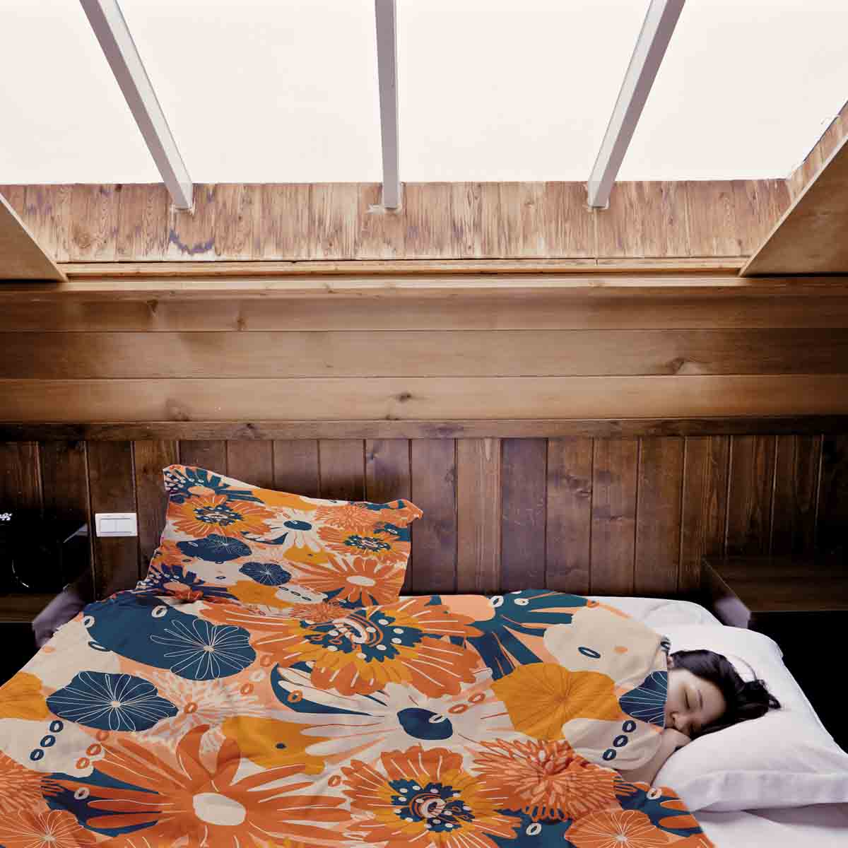 Couverture thérapeutique originale - Housse en coton avec fleurs de gerbera