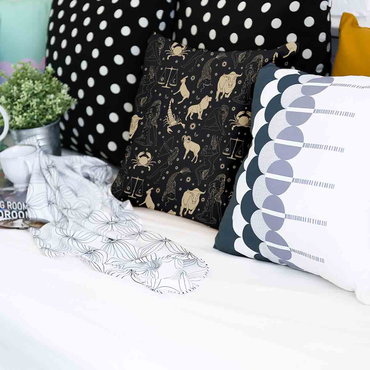 Health Pillow Black Constellations