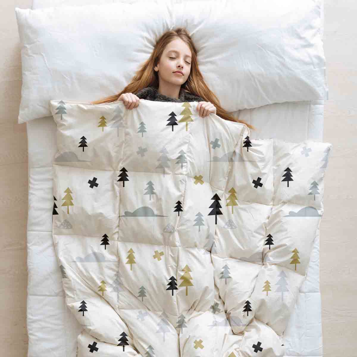 Couverture thérapeutique originale - Housse en coton forêt grise