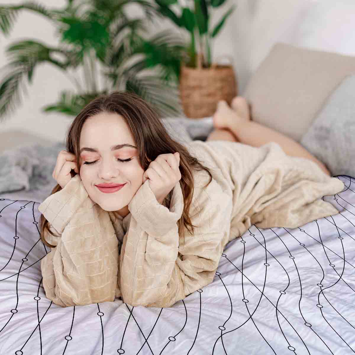 Couverture thérapeutique originale - Housse en coton blanc motif étoiles orbite