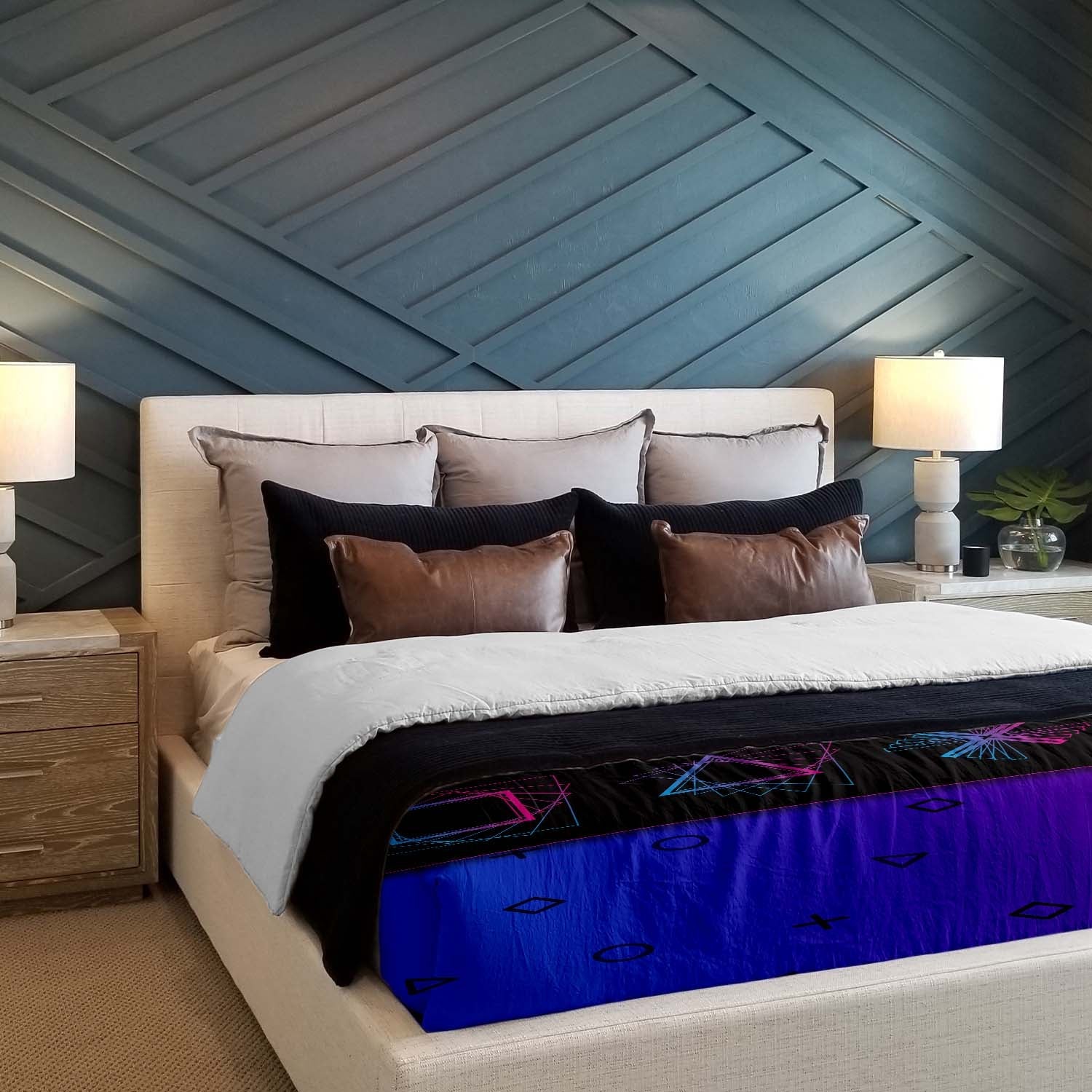 Couverture thérapeutique originale - Housse en coton violet avec formes
