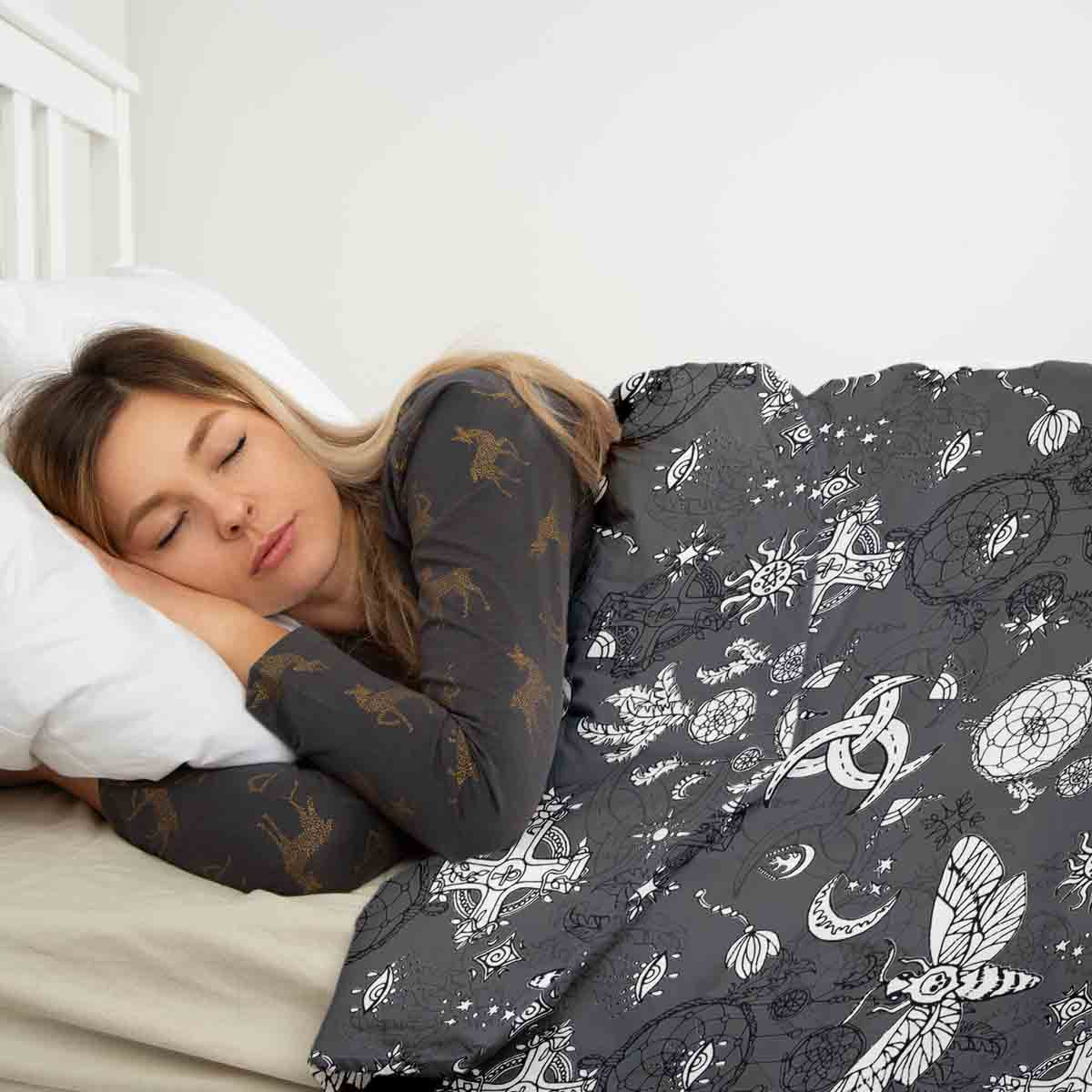 Original therapy blanket - cotton cover black creepy dragonfly