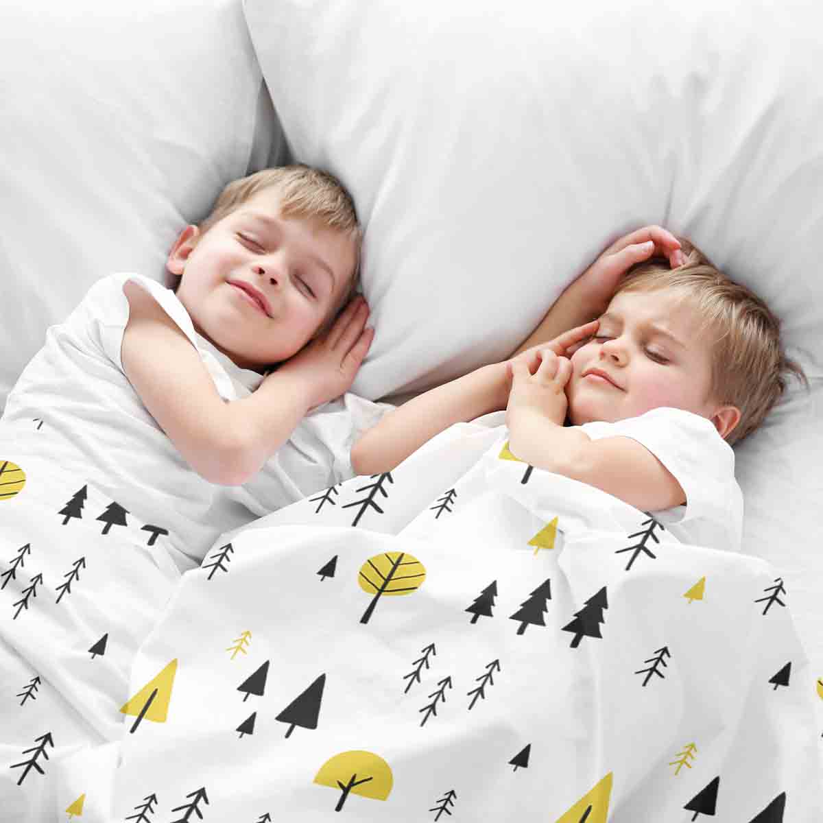 Couverture thérapeutique originale - Housse en coton avec arbres jaunes