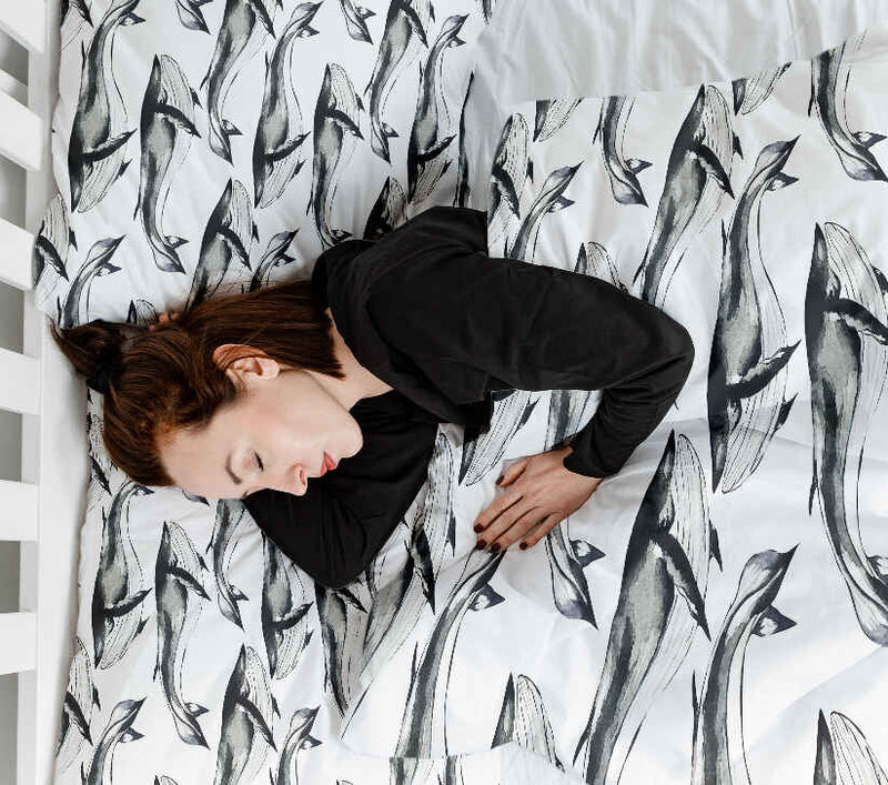 Original therapy blanket - cotton cover black blue whale