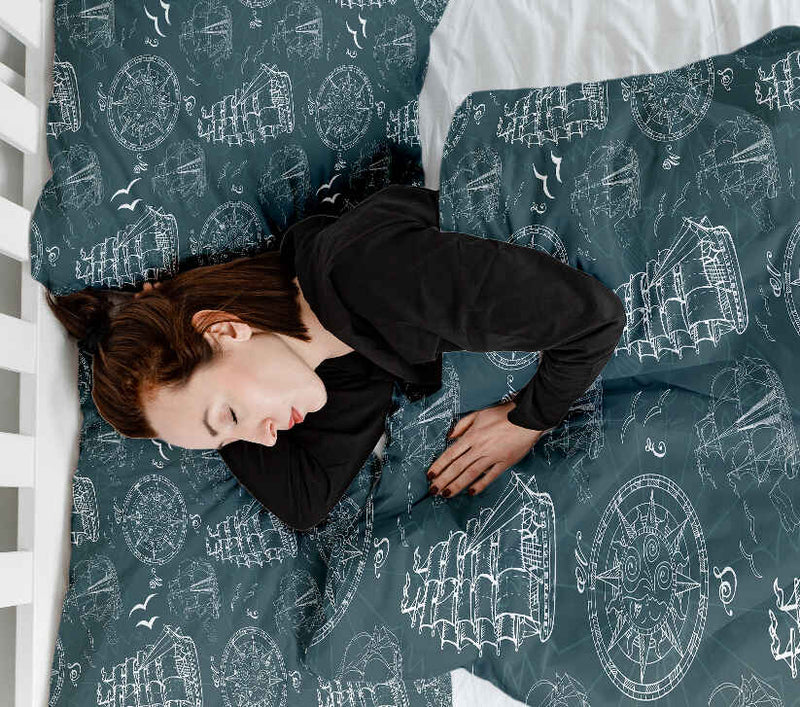 Original therapy blanket - cotton cover with ships