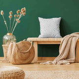 White health pillow with small blue shapes