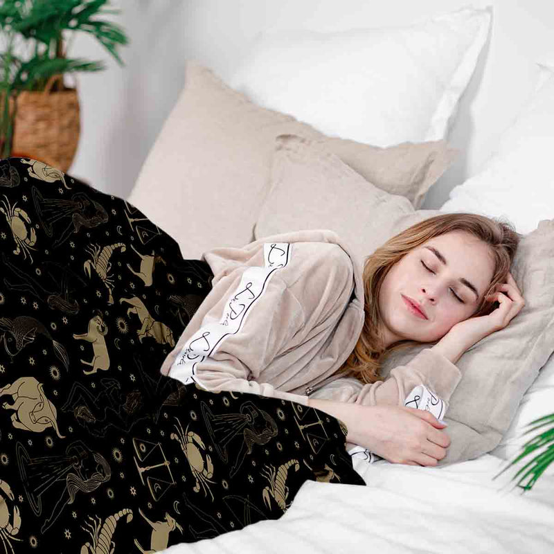 Therapy blankets bedding set black constellations
