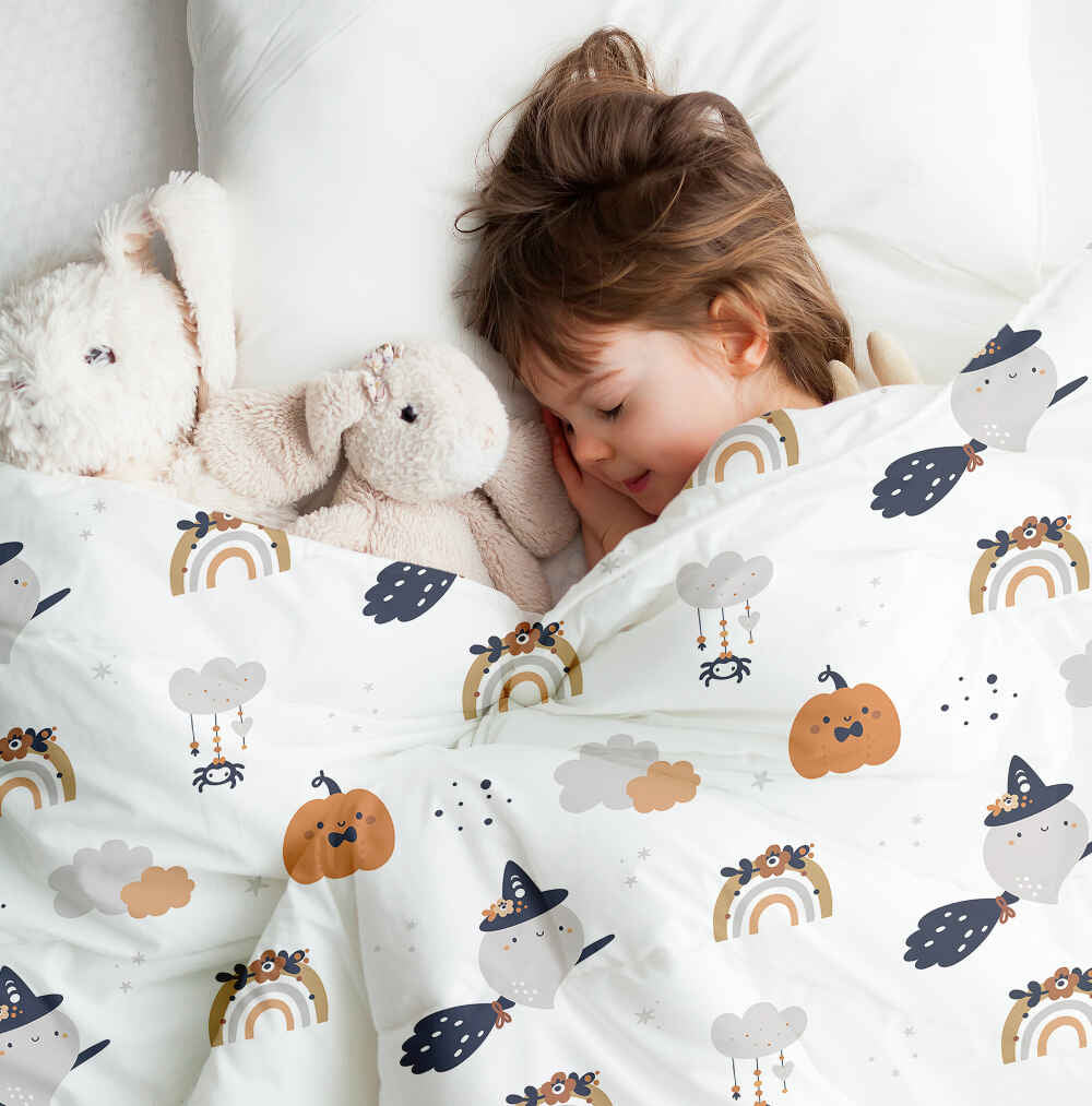 Couverture thérapeutique originale - Housse en coton blanc automne